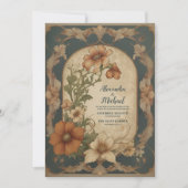 ビンテージ ブーゲンビリア アートヌーボー ウェディング 招待状 (正面)