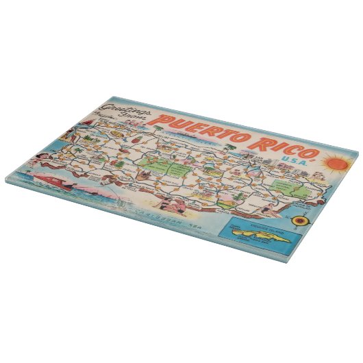 ビンテージ プエルトリコ地図 カッティングボード (角)