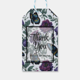 ビンテージ プラム パープル マジェンタ フローラル バタフライ ギフトタグ