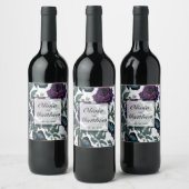 ビンテージ プラム パープル マゼンタ 花の蝶 ワインラベル (ボトル)