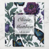 ビンテージ プラム パープル マゼンタ 花の蝶 ワインラベル (シングルラベル)