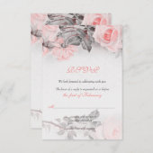ビンテージ プリムローズ ピンク ローズ ウェディング RSVP カード (正面/裏面)