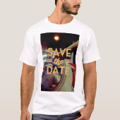 ビンテージ・プロペラ機のSave the Date Tシャツ (正面)