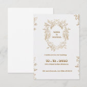 ビンテージ ベージュとゴールドのカラー ウェディング 招待状 (正面/裏面)