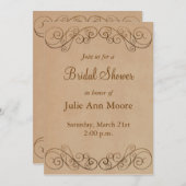 ビンテージ ベージュ ブライダル シャワー 招待状 (正面/裏面)