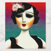 ビンテージ ペイント フラッパー 女性 ワインラベル (シングルラベル)