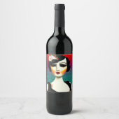 ビンテージ ペイント フラッパー 女性 ワインラベル (正面)