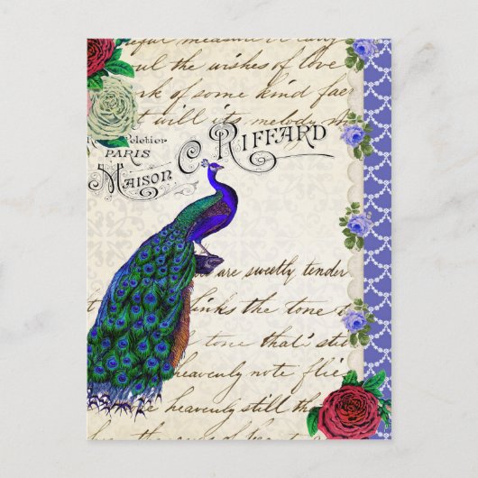 ビンテージ ペコック ソング コラージュ ポストカード (正面)