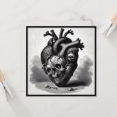 ビンテージ ホラー スカル ハート バレンタイン レトロ ゴス カード (正面/裏面インサイチュ)