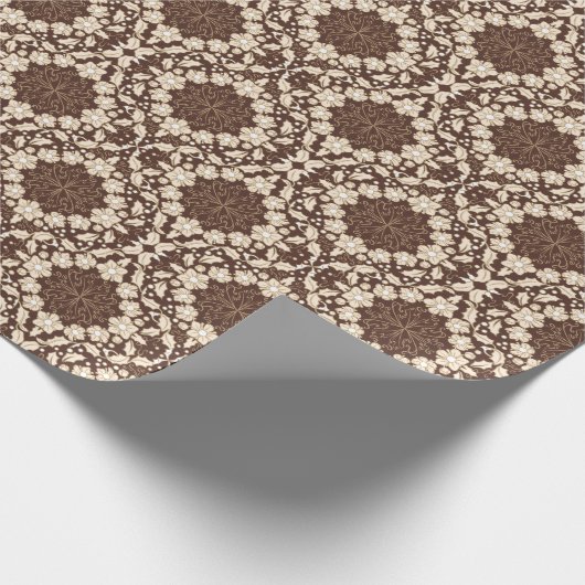 ビンテージ ホリーの葉、実、花、つぼみ ワークシート ラッピングペーパー (角)