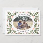 ビンテージ ホリーベリー オーバル フォト | 赤と緑 シーズンカード (正面)