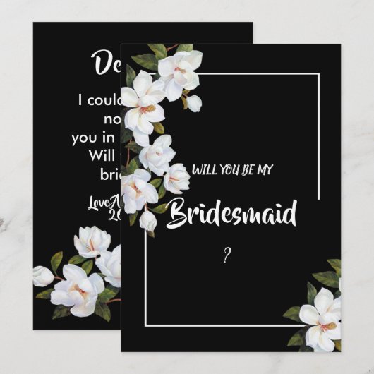 ビンテージ ホワイト ローズ ブライズメイド 招待状 (正面/裏面)