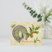 ビンテージ　ホースシュー　ホリーリーフ＆ベリー　フレーム ポストカード (スタンド正面)