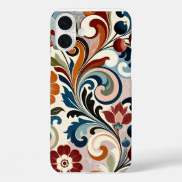 ビンテージ ボタニカル スワール フラワー柄 iPhone 16 PLUSケース