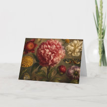 ビンテージ・ボタンと蝶の植物画 オイルペインティング