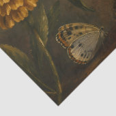 ビンテージ・ボタンと蝶の植物画 オイルペインティング 薄葉紙 (詳細)