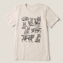 ビンテージ ボブキャット+リンクス 野生のネコ スケッチ コレクション トライブレンドTシャツ