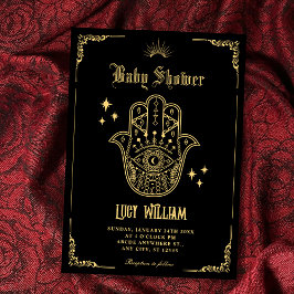 ビンテージ ボヘミアンのアートシンボル ベビーシャワー 招待状