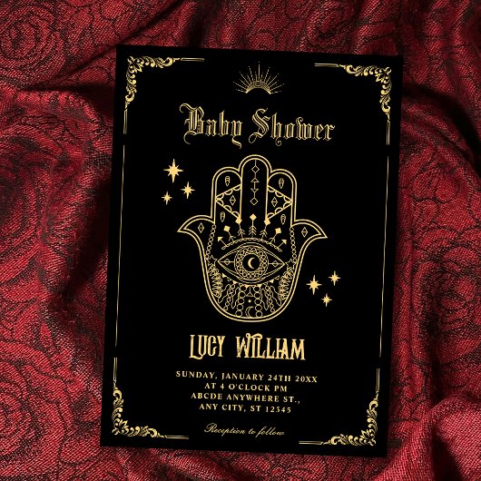 ビンテージ ボヘミアンのアートシンボル ベビーシャワー 招待状