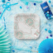 ビンテージ ボヘミアンフラワーと蝶の模様 ペーパープレート (パーティー)