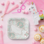 ビンテージ ボヘミアンフラワーと蝶の模様 ペーパープレート (パーティー)