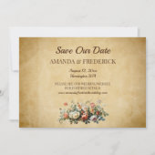 ビンテージ ボーホー ラスティック ウェディング セーブ ザ デート カード (正面)