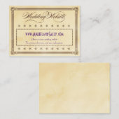 ビンテージ ポスター スタイルのクリーム＆ブラウン ウェディング ウェブサイト エンクロージャーカード (正面/裏面)
