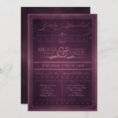 ビンテージ ポスター スタイル パープル DIY 結婚式招待状 招待状 (正面/裏面)