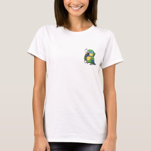 ビンテージ+マイクと音楽で歌うオウム Tシャツ (正面)