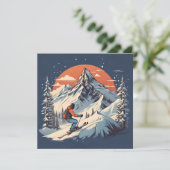 ビンテージ マウンテン パイン スキー オレンジ サンセット シーズンカード (スタンド正面)