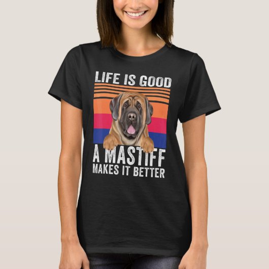 ビンテージ マスティフはあなたの人生を豊かに Tシャツ (正面)