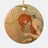 ビンテージ ミュージック ヴィクトリアン エンジェル ミュージシャン フルート ハープ セラミックオーナメント (裏面)