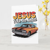 ビンテージ・ムダスルカー「Jesus Take the Wheel」 カード (黄色い花)