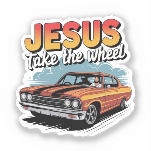 ビンテージ・ムダスルカー「Jesus Take the Wheel」 シール (正面)