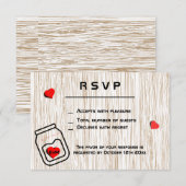 ビンテージ メイソンジャー 木目テーマ 出欠カード (正面/裏面)