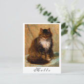 ビンテージ メインクーン 猫の肖像画 ポストカード (スタンド正面)