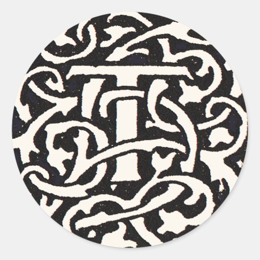 ビンテージ モノグラム T アールヌーボー レター ラウンドシール (正面)