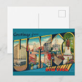 ビンテージ ユティカ ニューヨーク 挨拶 ポストカード (正面/裏面)