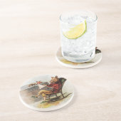 ビンテージ ユーモア、読書する豚 コースター (側面)