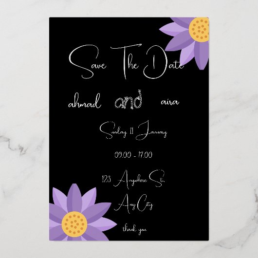 "ビンテージ ライスロマンス ウェディングカード" 箔招待状 (正面)