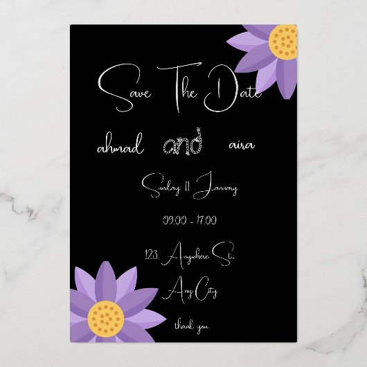 "ビンテージ ライスロマンス ウェディング カード" 箔招待状 (正面)