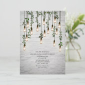 ビンテージ ライト ホワイト ブリック ボタニカル パーティ 招待状 (スタンド正面)