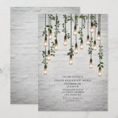 ビンテージ ライト ホワイト ブリック ボタニカル パーティ 招待状 (正面/裏面)