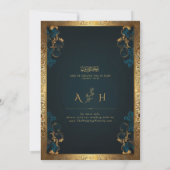 ビンテージ ラスティック ゴールド フレーム イランの結婚式のイニシャル 招待状 (裏面)