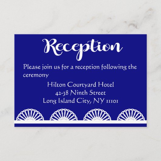 ビンテージ ラッセ ウェディング レセプション ロイヤル ブルー ネイビー エンクロージャーカード (正面)