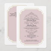 ビンテージ・リージェンシー・ダスティーローズゴールド・ウェディング 招待状 (正面/裏面)