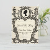 ビンテージ・リージェンシー・ロココ様式のウェディングシャワー・ティーパーティー 招待状 (スタンド正面)