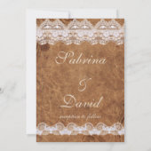 ビンテージ レザーとレースのウェディング招待状 招待状 (裏面)