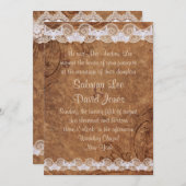 ビンテージ レザーとレースのウェディング招待状 招待状 (正面/裏面)