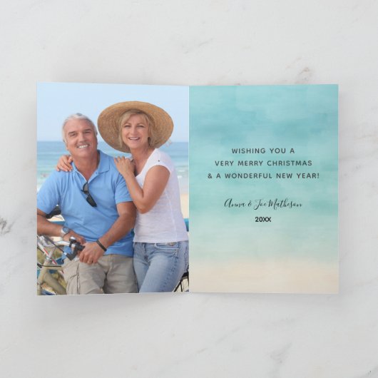 ビンテージ レッド カー フロリダからのトロピカルな温かい願い シーズンカード (内部)